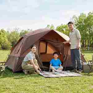 6-8 People Oxford One Bedroom Four-Season Outdoor Camping <b>Tent</b> Rainproof Portable Folding Hiking Equipment - Product Image 3