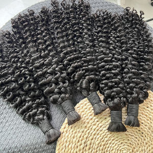 100% capelli umani alla rinfusa per trecciare No Weft Bundle Burmese ricci naturali indiani Remy umani Boho treccia di capelli alla rinfusa extension - Product Image 2