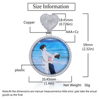 Pendentifs personnalisés gravés en forme de cœur avec photo, VINOSEN, plaqué or véritable 18 carats, argent pur 925, micro-pavés de moissanite