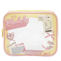Nouvelle trousse de maquillage portable en PVC transparente, tendance, mignonne, avec fermeture éclair, personnalisable avec logo, motif dessin animé coloré