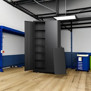 Armoires de rangement en acier pour garage, porte verrouillable, étagères réglables, serrure à clé, organisation de la maison, du bureau, de l'entrepôt, fabrication chinoise, modèle 1 - Product Image 5