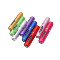 Flacon pulvérisateur de voyage en aluminium rechargeable par le bas, étanche, 5 ml 10 ml, atomiseur double embout, flacon de parfum à bille pour cosmétiques et fragrances