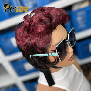 Peluca de Cabello Humano Corto Estilo Pixie para Mayoristas, Color 1b/99j, Cabello Rizado para Mujeres, Estilo Urbano y Atrevido, Sin Pegamento - Product Image 4