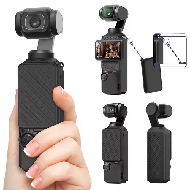 New Action Camera Accessories Shockproof Soft Silicone Protective Body Case with Screen Cover for DJI OSMO Pocket 4
