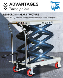 Hangcha <span class=keywords><strong>CE</strong></span> <span class=keywords><strong>ISO</strong></span> disetujui pemasok Cina kapasitas 350kg Platform angkat tangan kecil gunting hidrolik Manual meja angkat - Product Image 2