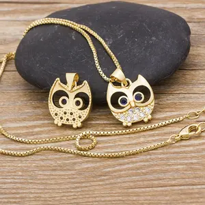 QIKU nouveauté charme mode hibou pendentif Long pull chaîne collier Vintage déclaration Animal cristal strass bijoux femmes