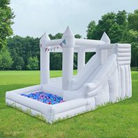 Château gonflable blanc avec toboggan et piscine à balles, directement de l'usine, pour décoration de mariage et de fête