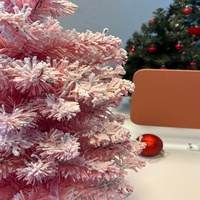 Mini sapin de Noël artificiel rose enneigé mignon pour ornement de fête de bureau