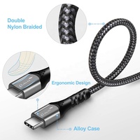 6Ft 10Gbps USB 3.1 Gen 2 Tipe C 100W pengisian daya Cepat 5A pengiriman daya USB C ke kabel USB C