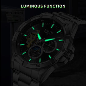Reloj de Pulsera de Buceo Unisex, Mecánico, Automático, con Tourbillon, Diseño Casual, de Acero Inoxidable, con Fase Lunar, OEM ODM - Product Image 5