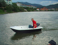 Offre Spéciale en fibre de verre bateau de pêche pliable bateau avec moteur hors-bord