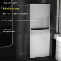 Distributeur de serviettes murale 3-en-1 en acier inoxydable, design moderne et minimaliste, avec poubelle intégrée et support pour serviettes, idéal pour salle de bain d'hôtel