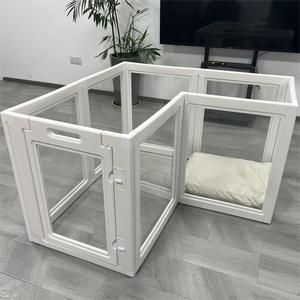 <span class=keywords><strong>Cage</strong></span> pour chien en acrylique clôture de sécurité intérieure pliable entièrement transparente pour chats sûre et élégante avec fermeture à bouton à motif animal