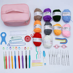 Kit de juego de ganchillo para principiantes con ganchos de ganchillo Juego de hilo Paquete Premium Incluye bolas de hilo, agujas, kit de accesorios, bolsa de mano - Product Image 3