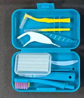 Ensemble de 7 pièces organisateur d'équipement dentaire dissimulé boîte de rangement de prothèse dentaire en plastique invisible plateau en silicone hygiène buccale polyvalente