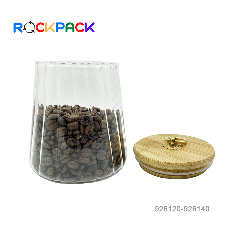 650ml 750ml Luxury Glass Food Candy Storage Jars With Wood Lid