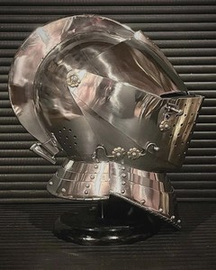 Casco Medieval de Acero Hecho a Mano, Talla Grande, Usable, para Adultos, Armadura de Caballero, Visera Funcional, Decorativo, Coleccionable JAI SHRI - Product Image 4