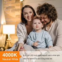 Bohlam LED Antela E27 8.5W 806Lm 4000K Putih Netral CRI Tinggi 80+ A19 Basis Plastik 95 Lm/W Tombol Manual 25000 Jam CE