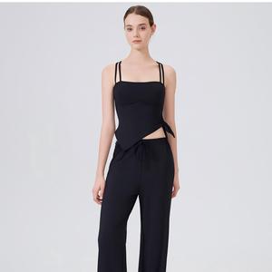 Women's Double Strap Tie Side Yoga Tank <b>Top</b> Square Neck Racerback <b>Padded</b> Sports <b>Vest</b> Slim Fit Pilates Fitness Activewear OEM ODM - Product Image 4