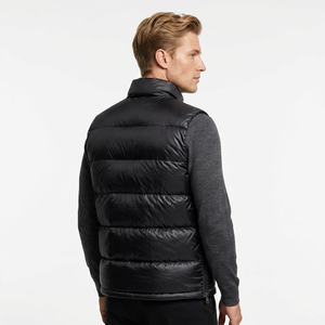 Chaleco Acolchado Negro sin Mangas para Hombre, Cuello Alto, Cierre de Cremallera, Cortavientos, Ropa de Invierno Informal, Color Sólido, Corte Regular BD - Product Image 6