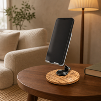 Support de téléphone portable en bois massif à rotation 360°, très vendu °   Support de bureau rotatif et pliable pour regarder des séries et des émissions en direct