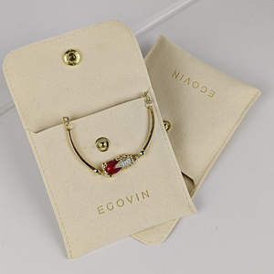 Boîte à bijoux en microfibre de velours écologique avec logo personnalisé pour l'insertion de cartes de présentation de boucles d'oreilles et sac/pochette cadeau - Product Image 6