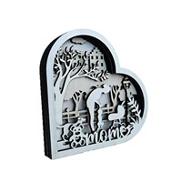 Décoration en bois 3D en forme de cœur pour scène familiale, ornement autoportant personnalisé pour la Fête des Mères et la Fête des Pères