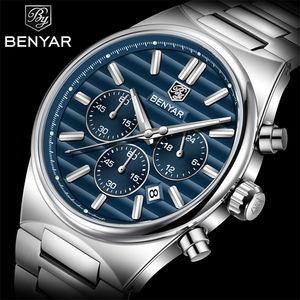 นาฬิกาควอตซ์ BENYAR 5214 รุ่นเรียบง่ายสำหรับผู้ชาย สายสแตนเลส กันน้ำ พร้อมปฏิทิน เรืองแสง ของขวัญสำหรับผู้ชาย - Product Image 3