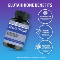 Capsules végétales de L-Glutathion en gros, haute pureté 98 %, forme réduite, pour la santé cérébrale et le renforcement immunitaire, approvisionnement direct usine