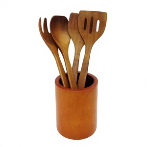 Cuillère en bois d'acacia et ensemble d'ustensiles de camping écologiques pour restaurants (lot de 5 TH 3276) - Product Image 1