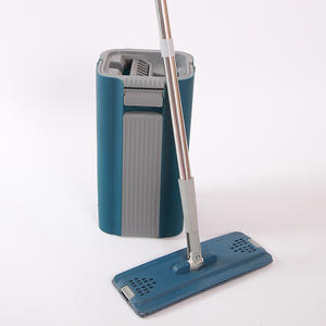 Nettoyeur de sol en microfibre à pression automatique One-Push Magic Flat Mop avec seau en acier pliable - Product Image 1