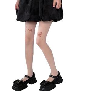 Nouvel été Transparent rouge papillon cuisse noyau filé bas Lolita <span class=keywords><strong>tatouage</strong></span> Y2K imprimé bas nouveaux bas de couleur de peau - Product Image 5