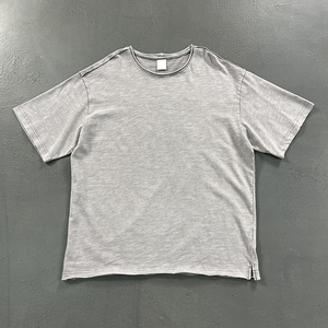 T-shirt da uomo OEM ODM in <span class=keywords><strong>cotone</strong></span> slub 100% 275GSM, lavaggio vintage, orlo grezzo con spacchi laterali, traspirante, stile retrò streetwear - Product Image 1