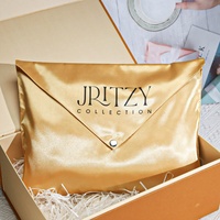 Pochette d'emballage en satin avec logo personnalisé, pour vêtements, écharpes, livres, avec bouton, emballage cadeau de luxe en satin, enveloppe