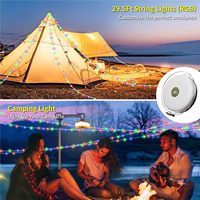 Guirlande lumineuse de camping, guirlande lumineuse extérieure améliorée 4 en 1 avec 8 modes d'éclairage, récupération 30s, chargement USB