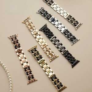 Correa de reloj de cuero y metal Upro para iWatch de 45 mm, 44 mm, 42 mm, estilo vaquero de lujo para mujer, correa de repuesto para Apple Watch - Product Image 1