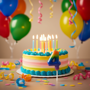 Bougie décorative artisanale Party Love numéro 4, 6 cm, pour fêtes, anniversaires, décoration de la maison - Product Image 2