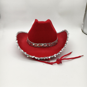 2024 New Arrival <span class=keywords><strong>Sequins</strong></span> Phụ Nữ Màu Hồng Mũ Cao Bồi Texas Bán Buôn Cowgirl <span class=keywords><strong>Hat</strong></span> Cho Disco Đảng Halloween Lễ Hội - Product Image 5