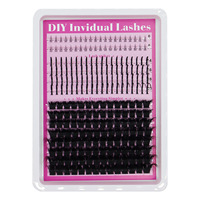 Faux cils en grappe 3D effet volume, style faux vison, pour pose DIY, marque privée, vente en gros, cils inférieurs en grappe à pointes
