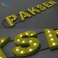 Lettres lumineuses LED personnalisées en acier inoxydable, enseigne vintage 3D illuminée