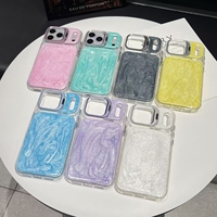 Étui en résine époxy avec support métallique pour iPhone 18 17 16 15 14 Pro Max, protection d'objectif d'appareil photo, coque en résine goutte à goutte, Fundas Capa Para Celular