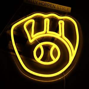 Enseigne néon LED jaune Milwaukee Baseball avec logo d'équipe pour garage, décoration murale pour la niche des hommes - Product Image 3