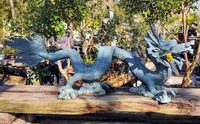 Grande statue de dragon volant Fengshui en bronze coulé durable pour jardin extérieur tenant la balle