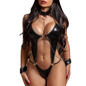 Châu Âu Hoa Kỳ Cross-Biên Giới New Sexy Ladies 'Một Mảnh Màu Đen 3D Thêu Dobby Vải Liền Mạch Đồng Phục Vòng Đeo Tay - Product Image 1