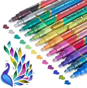 metalik glitter kalem Suppliers-Glitter metalik boya kalemler Sparkle su bazlı işaretleyici kalem, 12 karışık renkler kalem seti için tebrik kartları, kupalar, ahşap