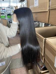 Perruque <span class=keywords><strong>vierge</strong></span> à cuticules alignées 10a, perruque de femme unique, vente en gros, cuticule alignée, perruques droites, Invisible, <span class=keywords><strong>Film</strong></span> mince, perruque dentelle - Product Image 2