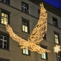 Grande boîte cadeau de noël à led,, ours polaire, parapluie, renne, aile, décoration, motif lumineux pour la rue