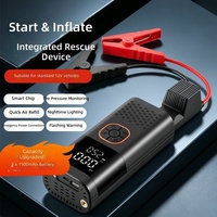 Démarreur portable 6-en-1 : Booster de batterie de voiture, chargeur, batterie externe, pompe à air pour pneus, lampe de secours – Charge rapide
