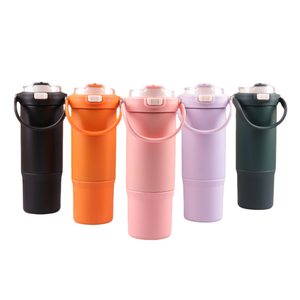 กระติกน้ำสแตนเลสสองชั้นแบบพกพาสำหรับผู้ชายและผู้หญิงถ้วยเด้งความจุมากแบบ316 - Product Image 1