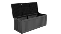 Boîte de rangement extérieure moderne de 103 gallons |   Boîte de rangement en résine verrouillable résistante aux UV pour coussins, outils, jouets d'enfants et colis